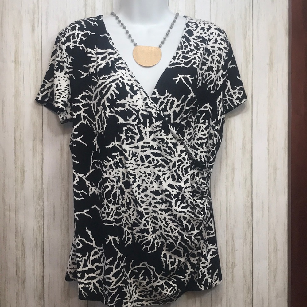 Talbots Black & White Top sz Mp